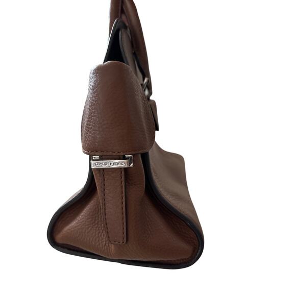 Michael Kors Brown Pebbled Leather Satchel Silver Hardware - Picture 9 of 10